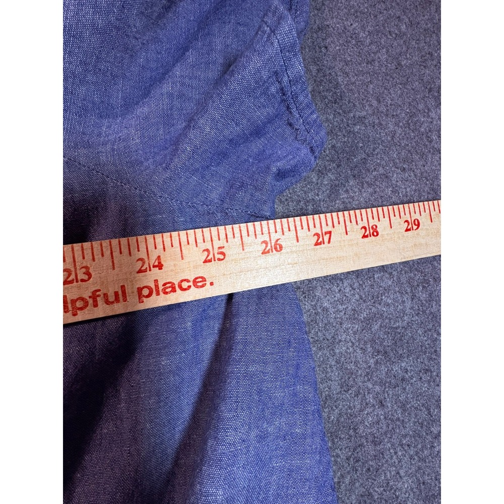 Lane Bryant Blue Chambray Tie Front Ruffle Neck Button Down Top Womens Plus 18 - Picture 8 of 13